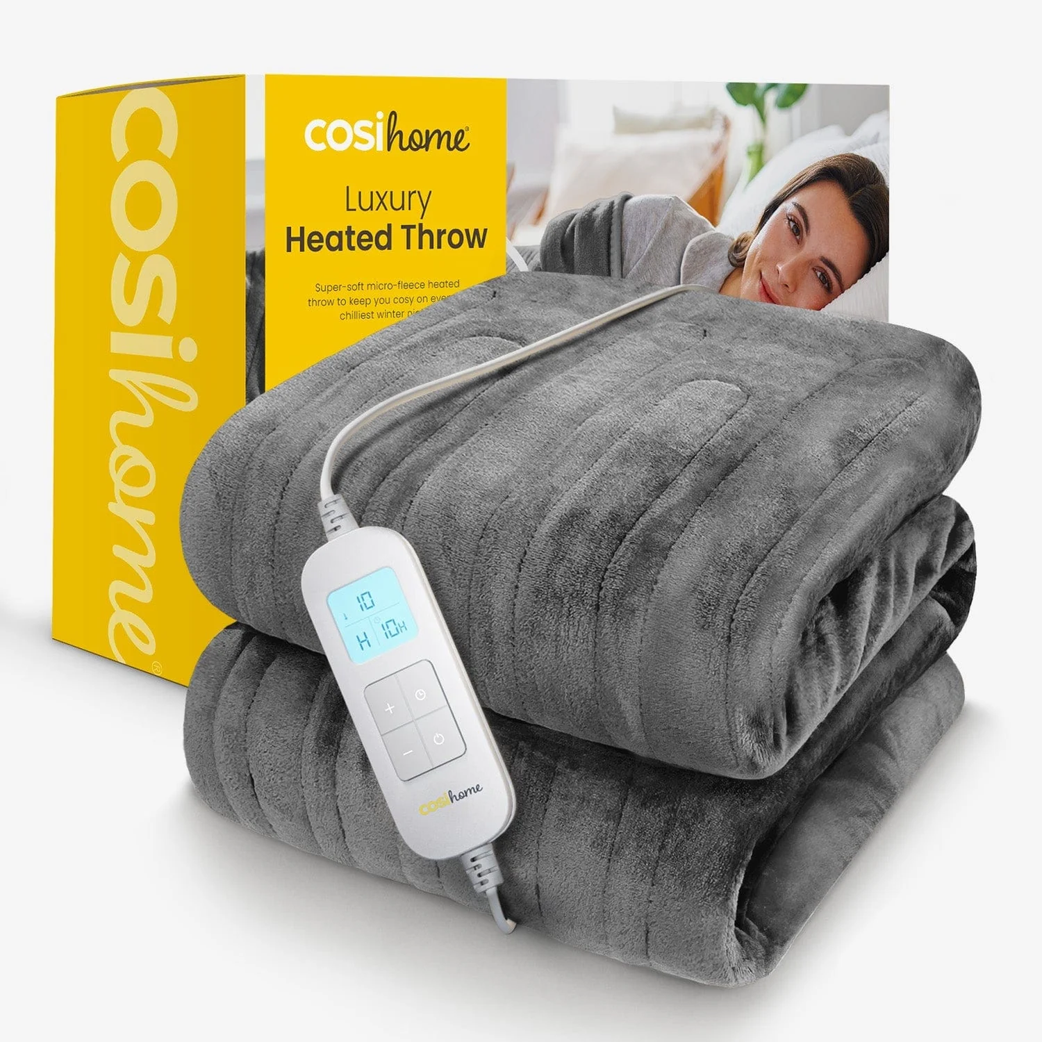 Fleece Electric Heated Throw - grey - Image 4