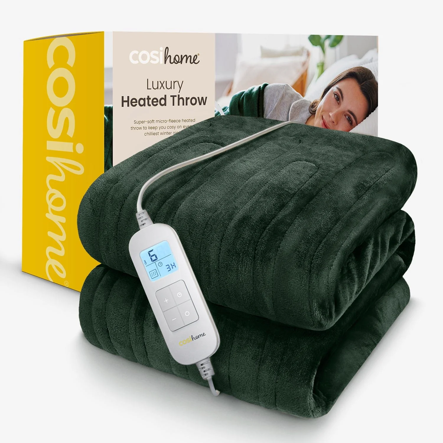 Fleece Electric Heated Throw - British Racing Green - Image 5