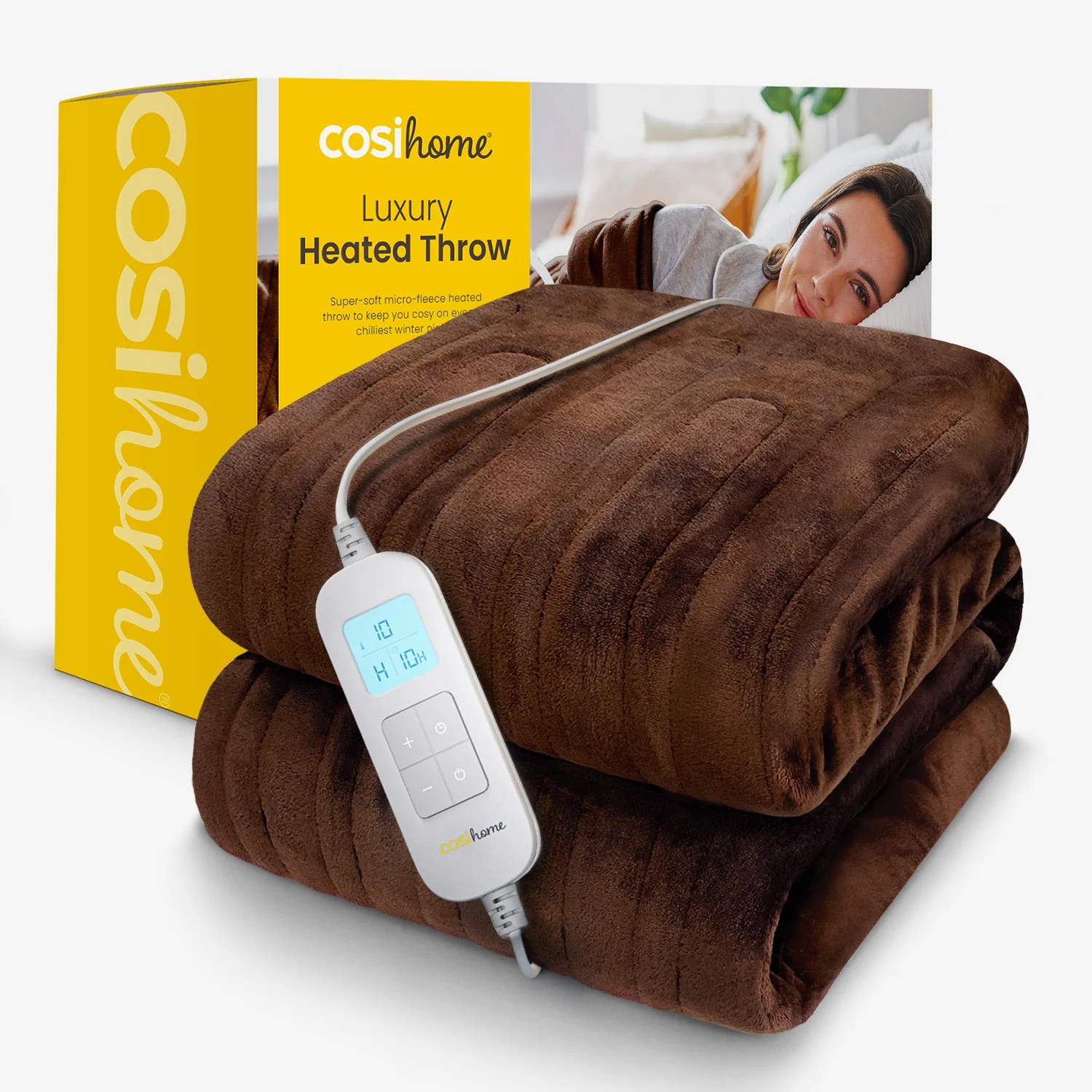 Fleece Electric Heated Throw - Brown - Image 3