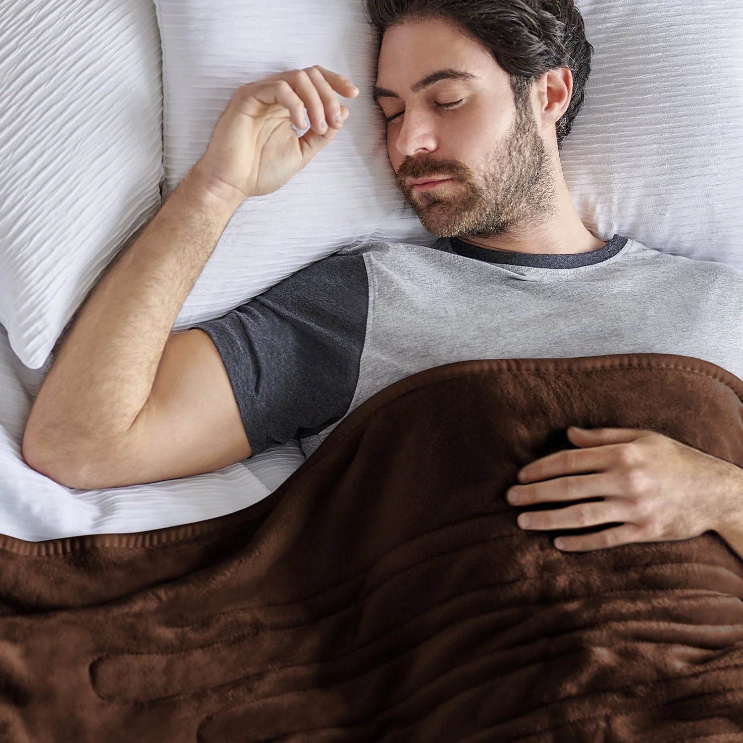 Fleece Electric Heated Throw - Brown - Image 7