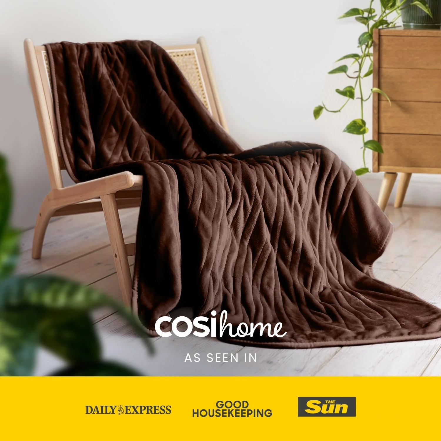Fleece Electric Heated Throw - Brown - Image 8